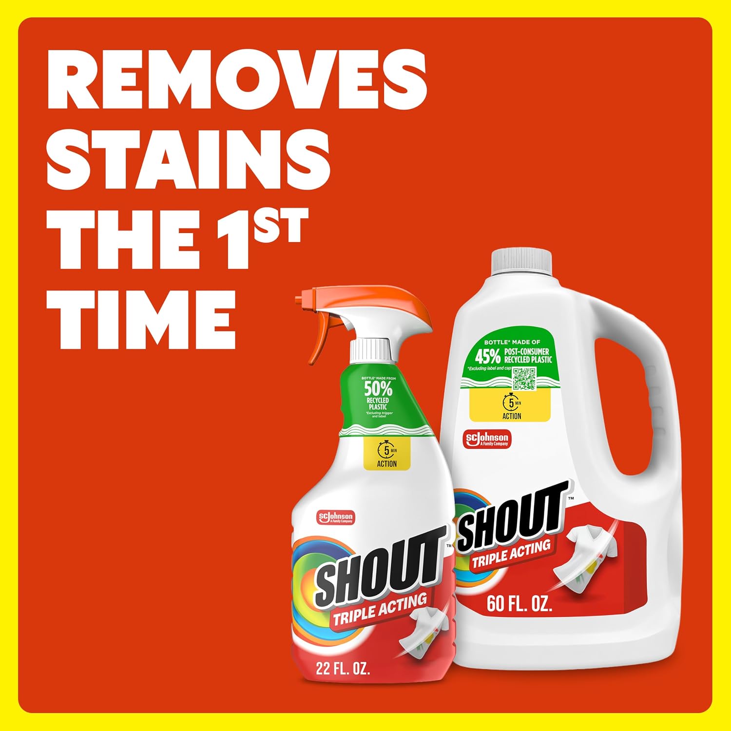 Shout Triple Acting Laundry Stain Remover Spray Refill, 60oz, (1-Pack) - Image 2