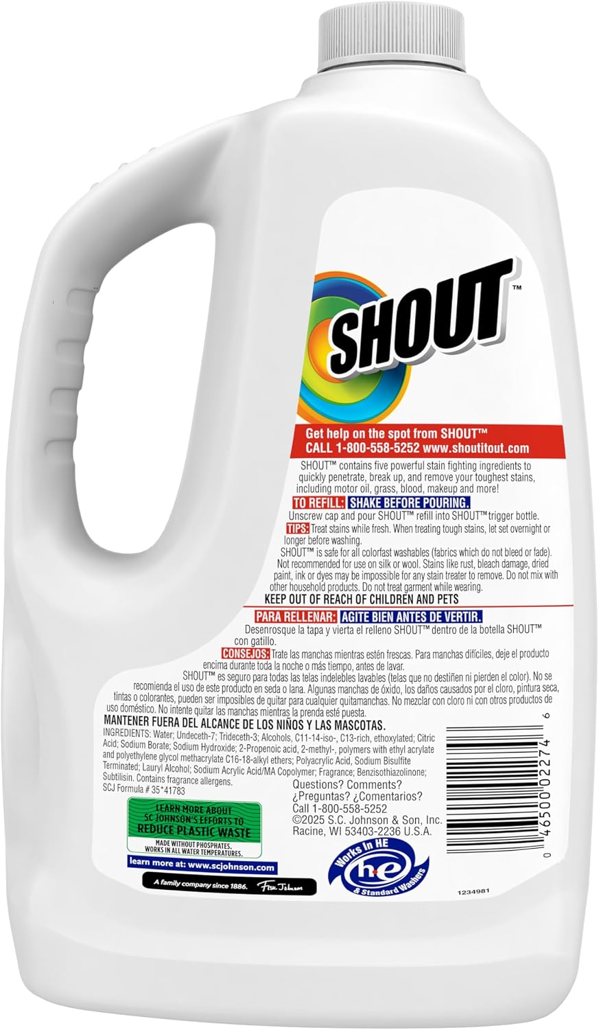 Shout Triple Acting Laundry Stain Remover Spray Refill, 60oz, (1-Pack) - Image 10