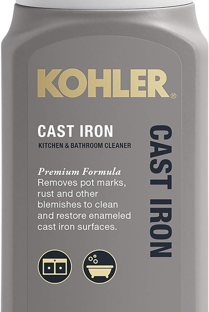 KOHLER K-23725-NA Cast Iron Cleaner, For Kitchen and Bathroom, 8 oz Bottle, Non-abrasive Cream-based Cleaner