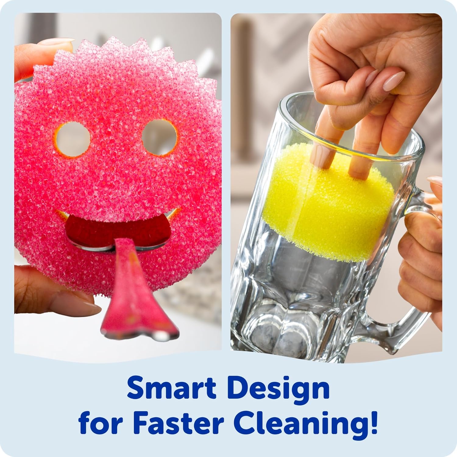 Scrub Mommy Kitchen Sponges - Dual-Sided Dish Sponges for Scrubbing - Non-Scratch Cleaning Sponges for Washing Dishes, Bathroom & Multi-Surface Cleaning - Online Exclusive (3 Count) - Image 4